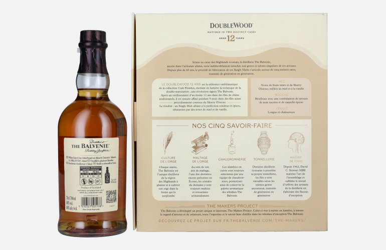 The Balvenie 12 Years Old Double Wood 40% Vol. 0,7l in geschenkverpakking met 2 Bril