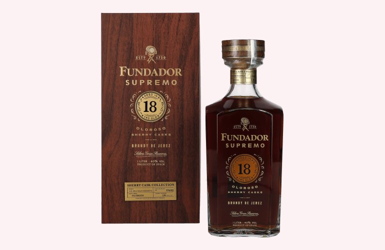 Fundador Supremo 18 Years Old Oloroso Sherry Casks Brandy de Jerez 40% Vol. 1l in Holzkiste