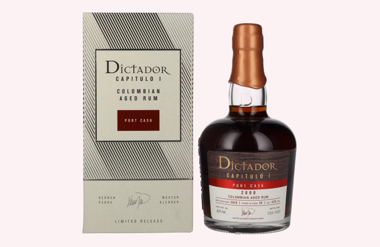 Dictador CAPITULO I 20 Years Old Port Cask Colombian Aged Rum 2000 43% Vol. 0,7l in Giftbox