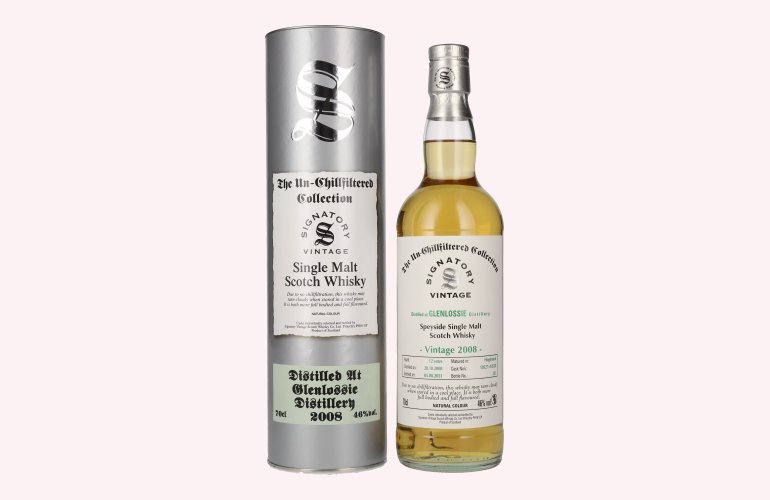 Signatory Vintage GLENLOSSIE 12 Years Old The Un-Chillfiltered 2008 46% Vol. 0,7l in Tinbox