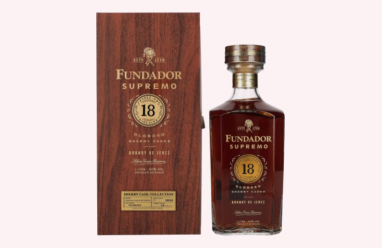 Fundador Supremo 18 Years Old Sherry Casks Brandy de Jerez 40% Vol. 1l in Holzkiste