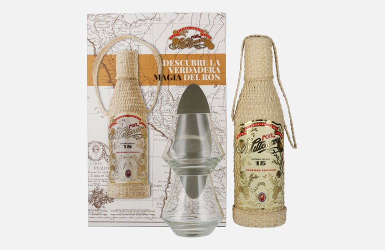 Ron Millonario 15 Solera Reserva Especial 40% Vol. 0,7l en boîte cadeau avec 2 Verres