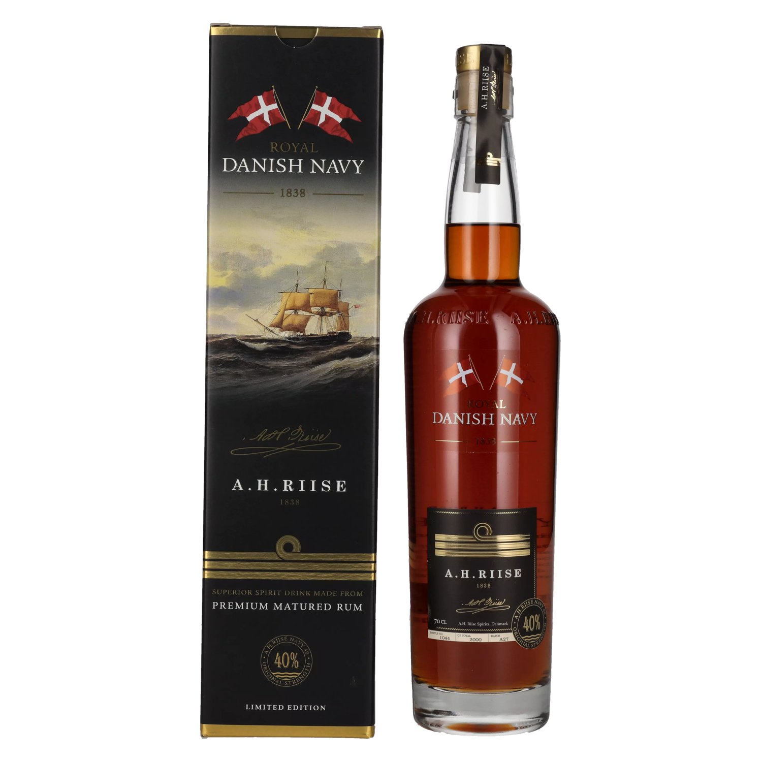 A.H. Riise Royal DANISH NAVY Superior Spirit Drink 40% Vol. 0,7l in Geschenkbox Image