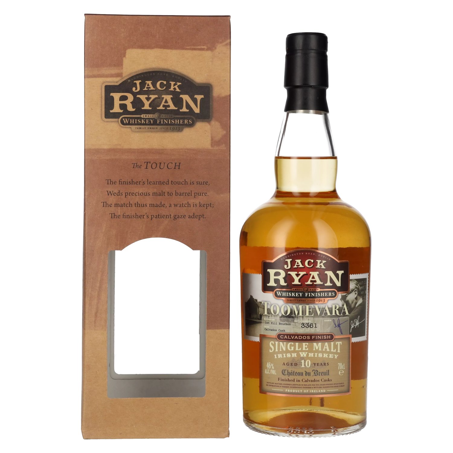 Jack Ryan TOOMEVARA 10 Years Old Single Malt Irish Whiskey Calavados Finish 46% Vol. 0,7l in Geschenkbox Image