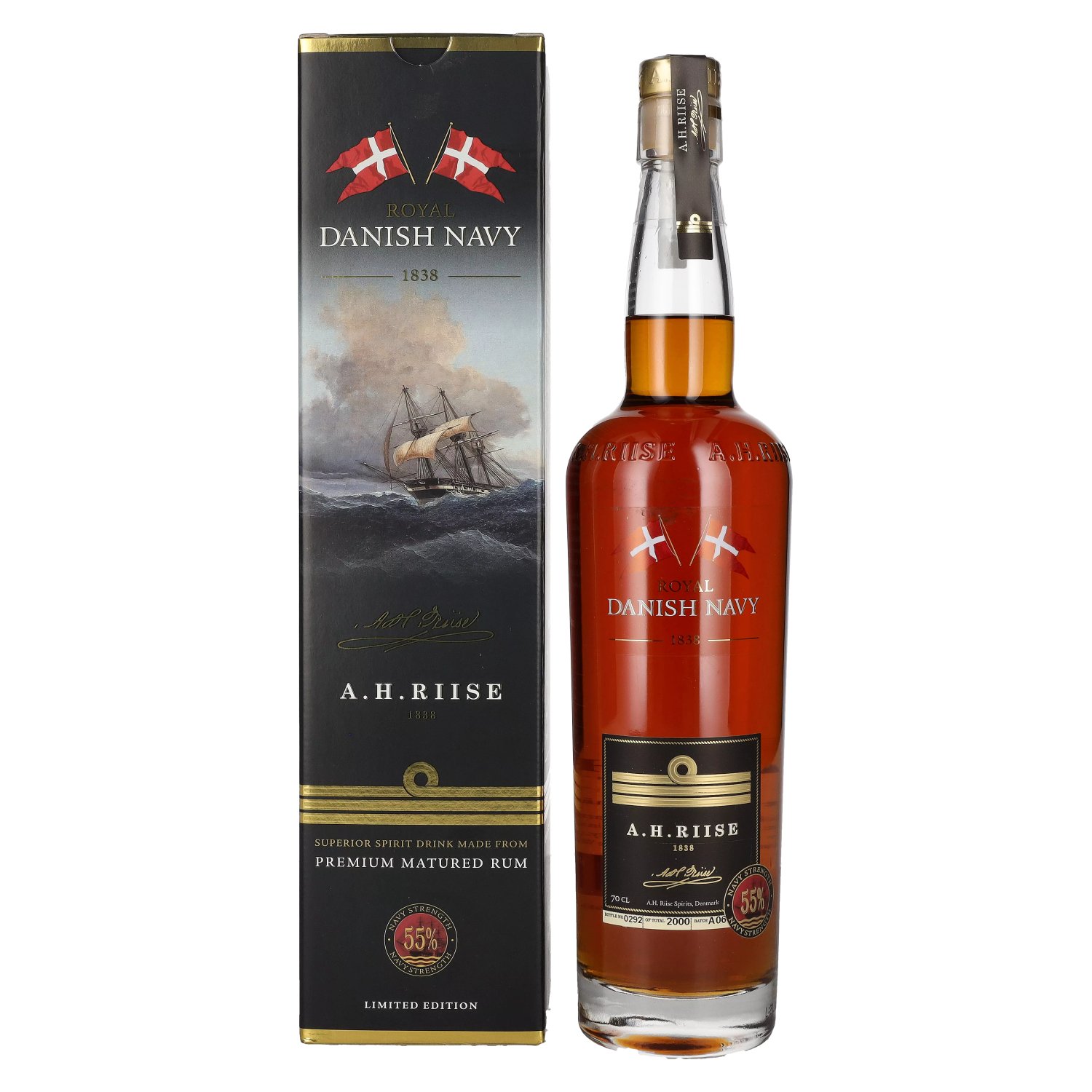 A.H. Riise Royal DANISH NAVY STRENGTH Superior Spirit Drink 55% Vol. 0,7l in Geschenkbox Image