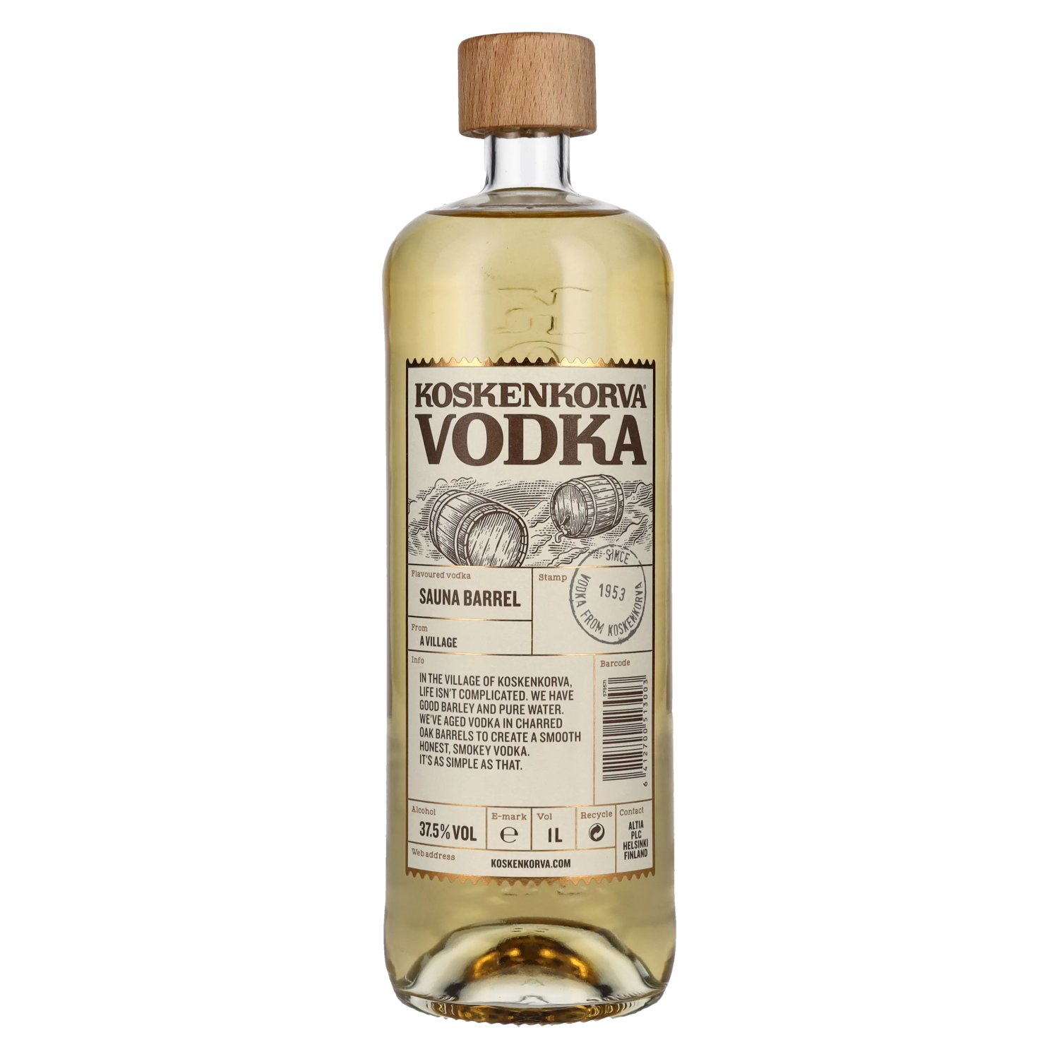 Koskenkorva Vodka SAUNA BARREL 37,5% Vol. 1l