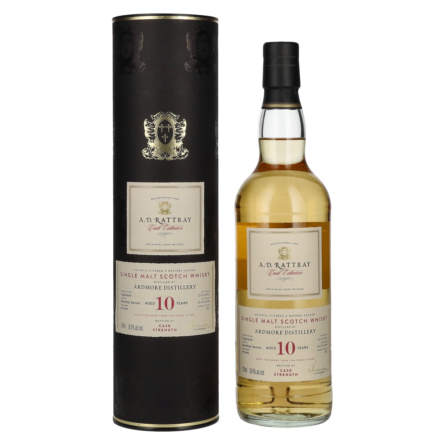A.D. Rattray 10 Years Old ARDMORE Bourbon Barrel Whisky 2013 58,8% Vol. 0,7l in Geschenkbox Image