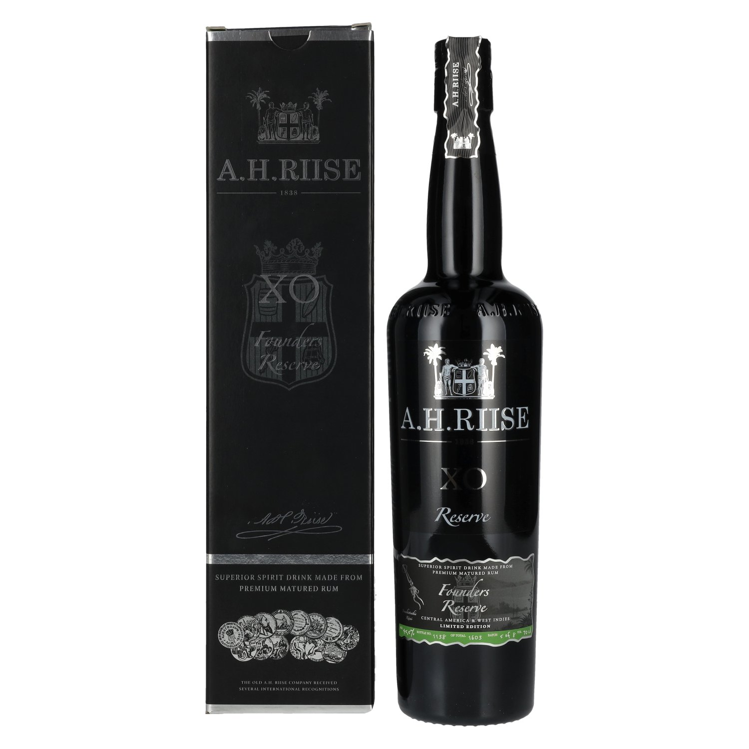 A.H. Riise X.O. FOUNDERS RESERVE Superior Spirit Drink 45,5% Vol. 0,7l in Geschenkbox Image