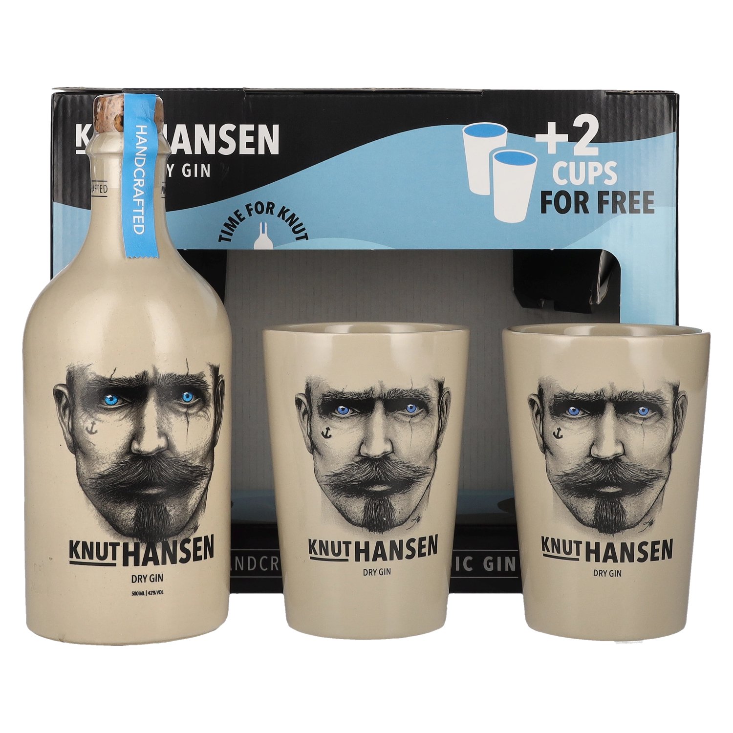 Knut Hansen Dry Gin 42% Vol. 0,5l in Giftbox with 2 Keramiktassen