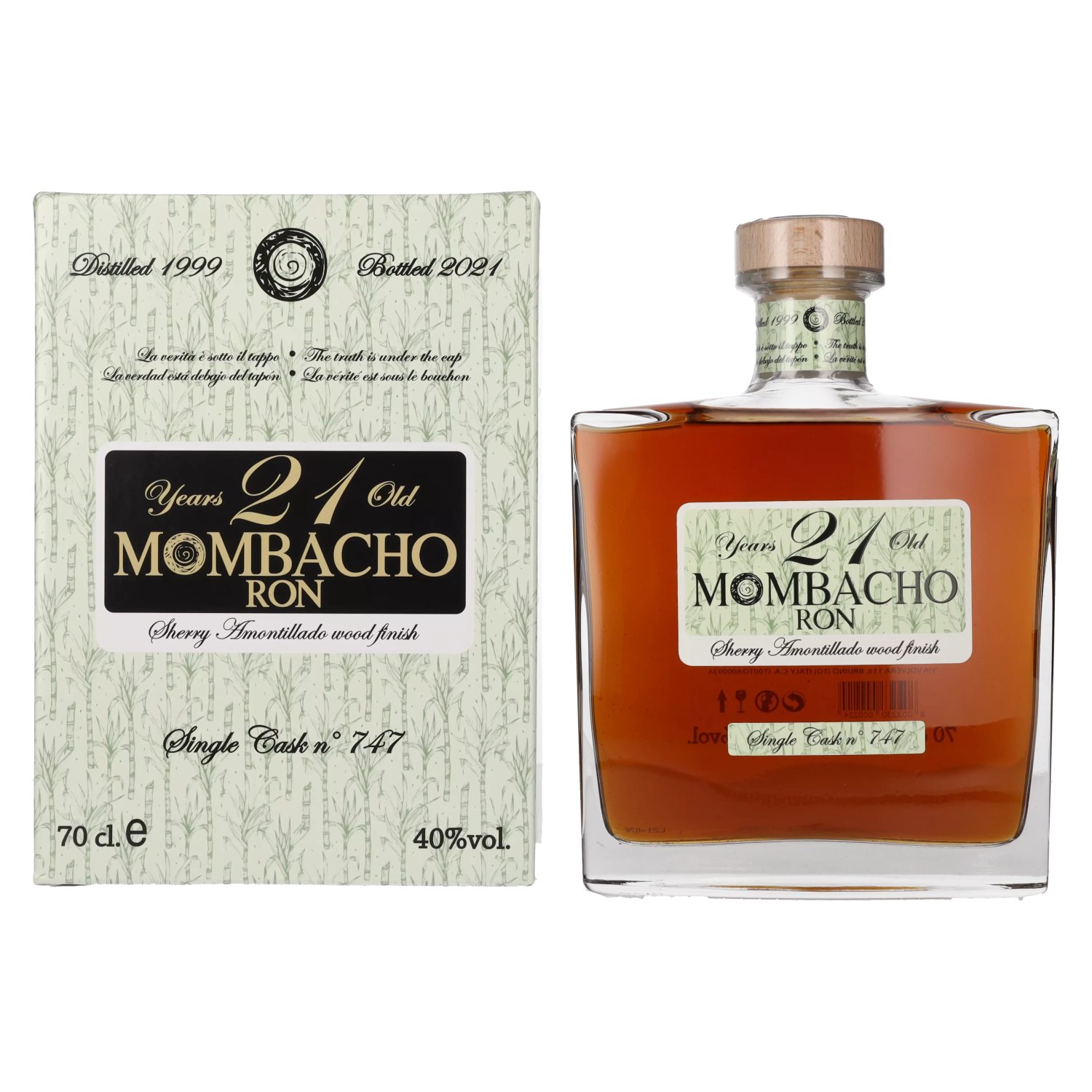 Mombacho Ron 21 Years Old Sherry Amontillado Wood Finish 40% Vol. 0,7l in  Giftbox