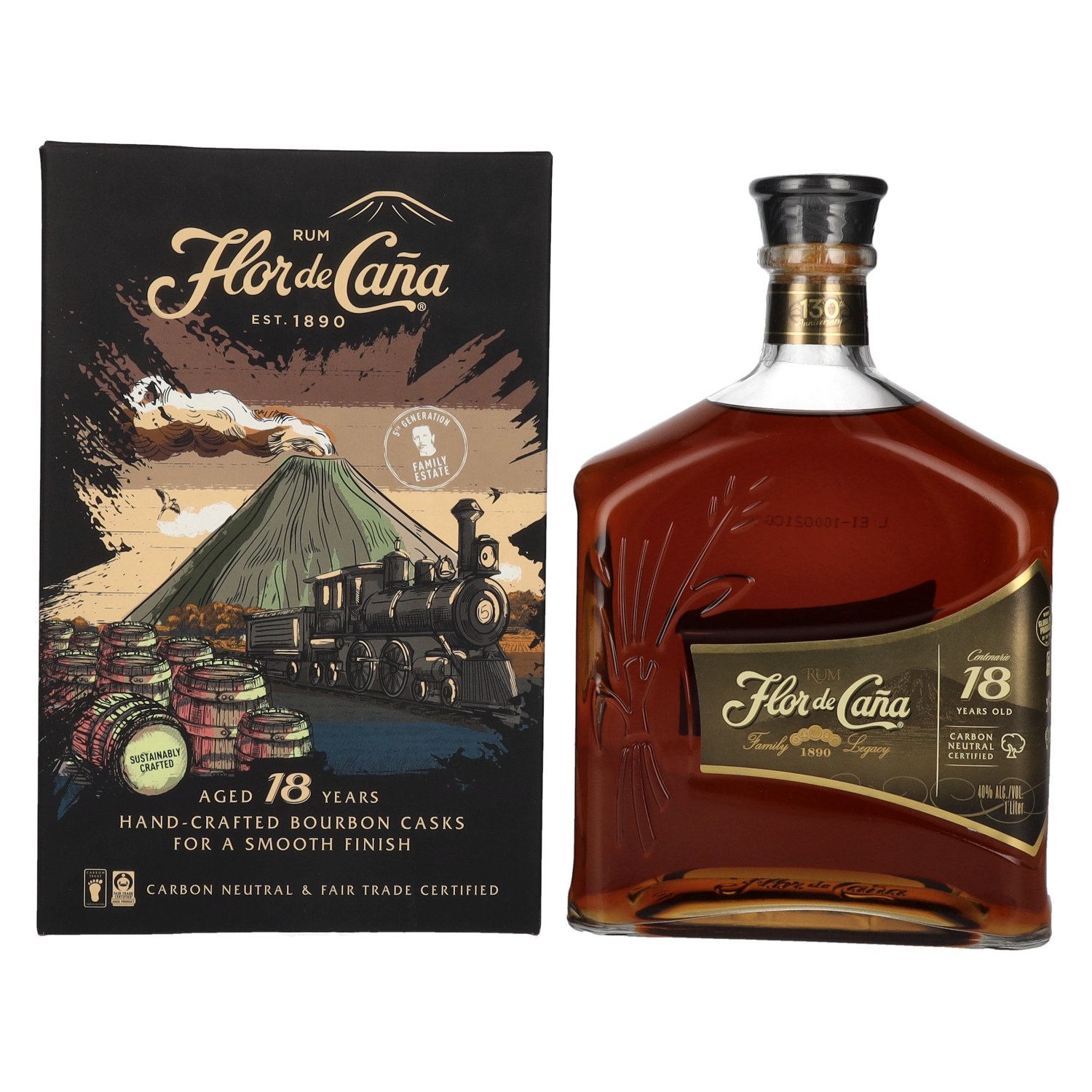 Flor de Caña Centenario 18 Years Old Slow Aged Single Estate Rum 40% Vol.  1l in Giftbox