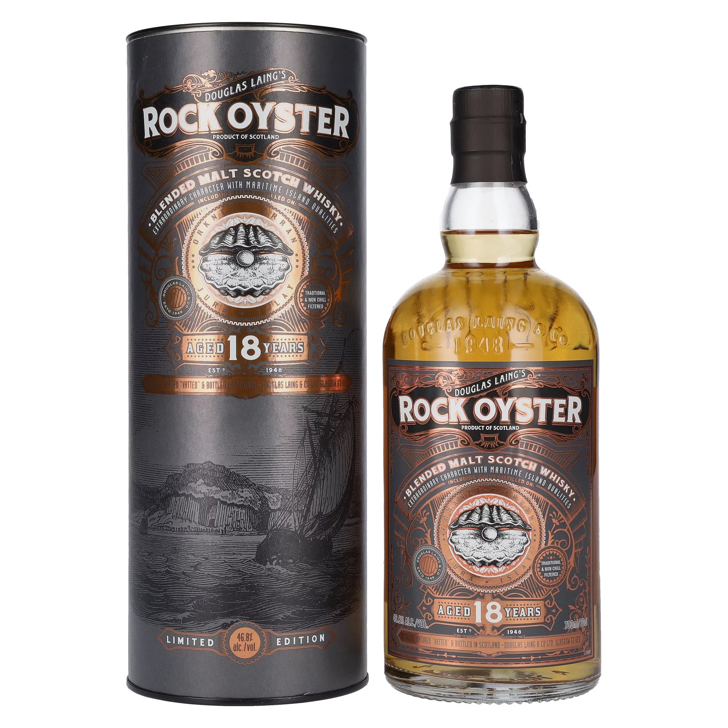 Douglas Laing ROCK OYSTER 18 Years Old Blended Malt 46,8 Vol. 0,7l in