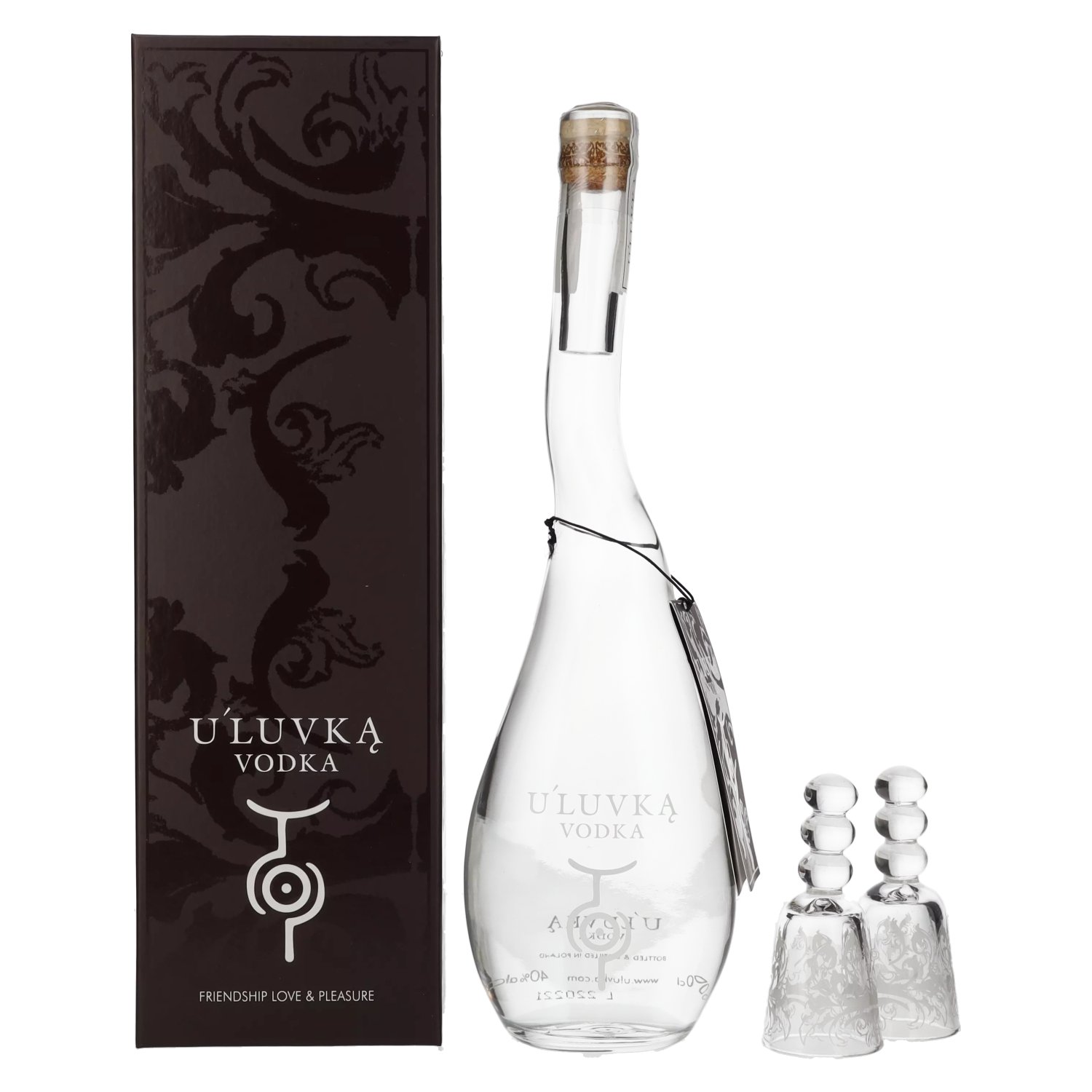 U'Luvka Vodka 40% Vol. 0,7l in Geschenkbox mit 2 Gläsern