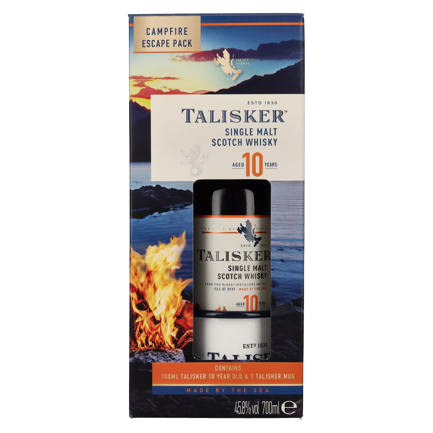 Vol. Mug Pack Escape Campfire 0,7l mit Talisker Years in Talisker Geschenkbox Old 10 45,8%