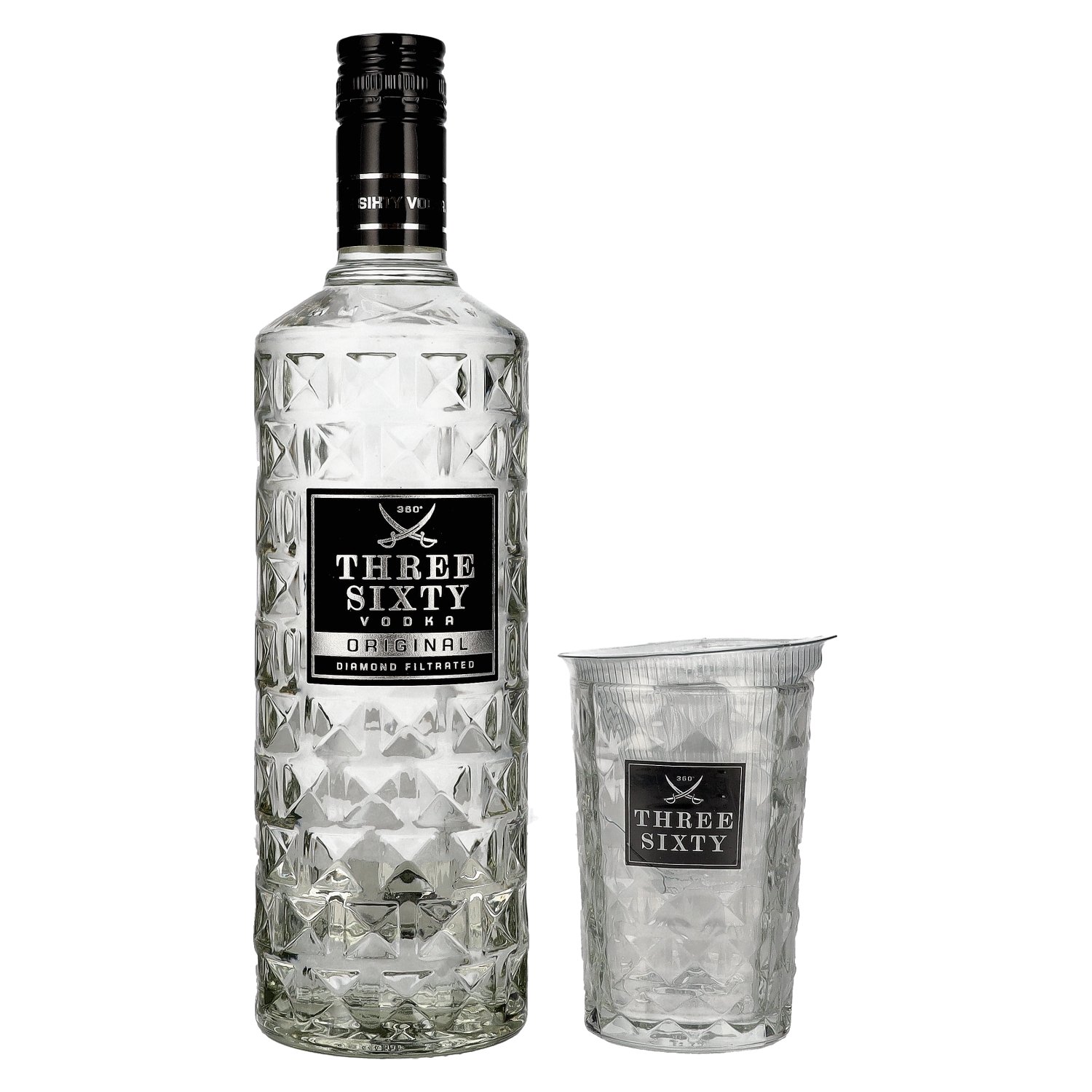 Three Sixty Vodka 37,5% Vol. 0,7l with glass