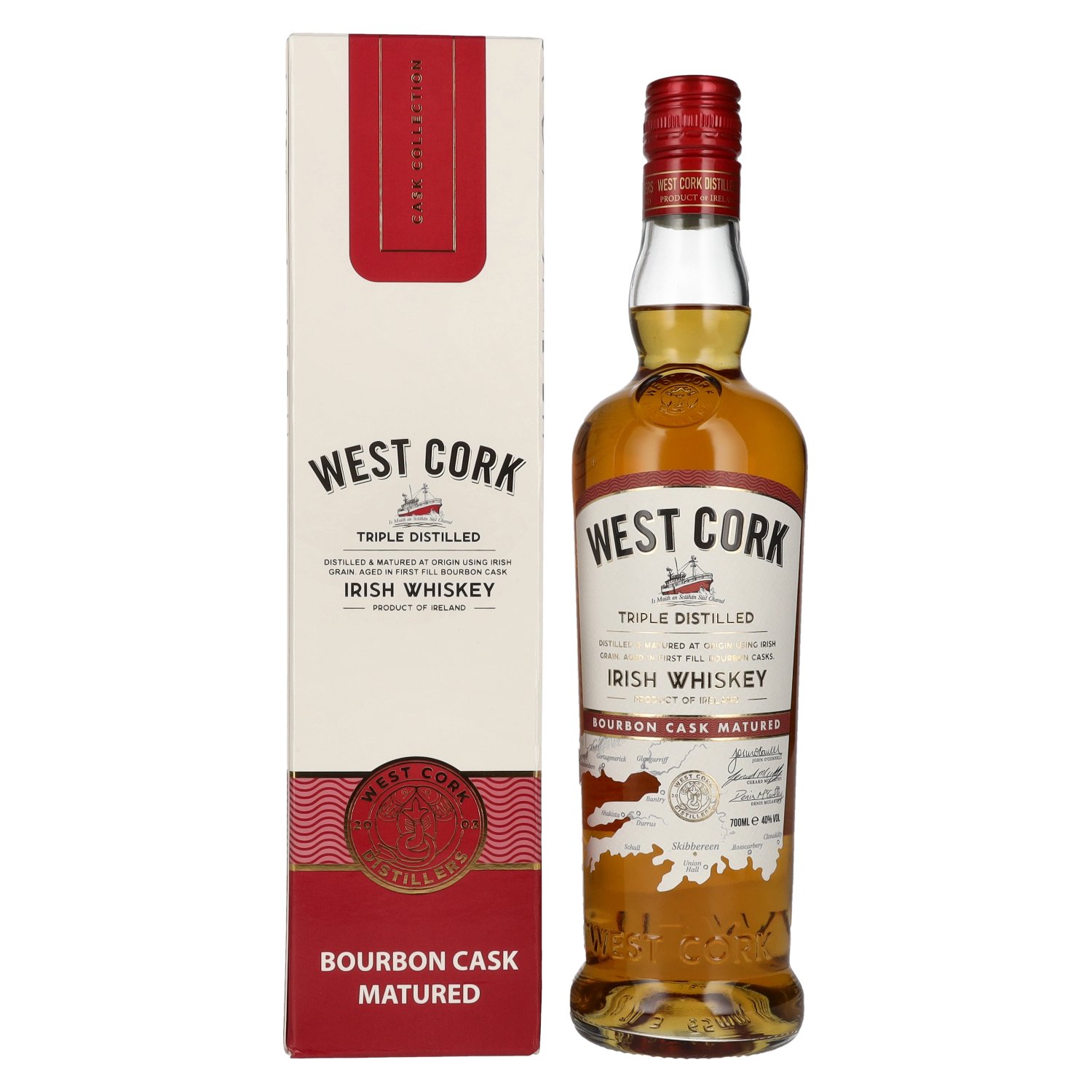 West Cork Whiskey 40% Blended Irish Giftbox Vol. 0,7l Cask Bourbon in