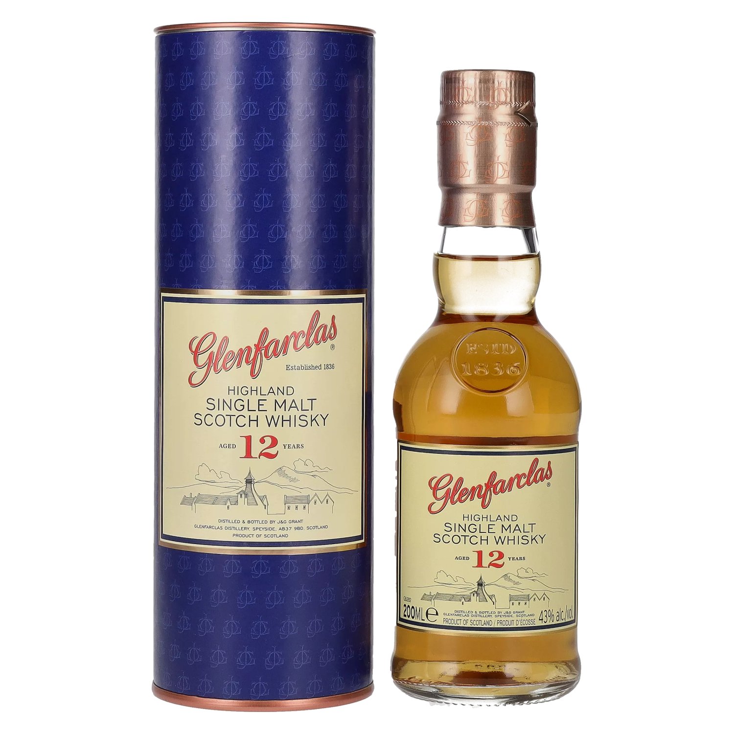 Glenfarclas 12 Years Old Highland Single Malt Scotch Whisky 43% Vol. 0,2l  in Geschenkbox