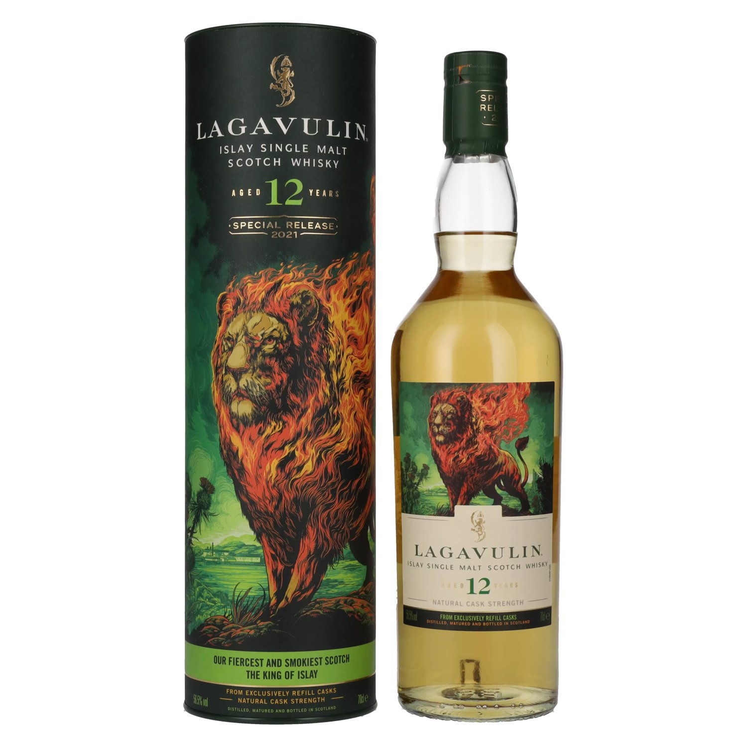 Lagavulin 12 Years Old THE LION\'S FIRE Special Release 2021 56,5% Vol. 0,7l  in Geschenkbox