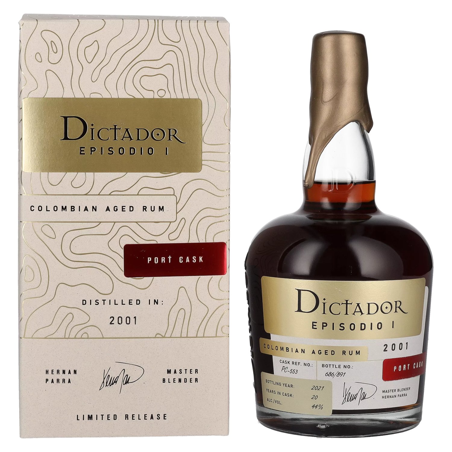 2001 CASK EPISODIO Old Dictador PORT 20 Geschenkbox I 0,7l Vol. Rum in 44% Years