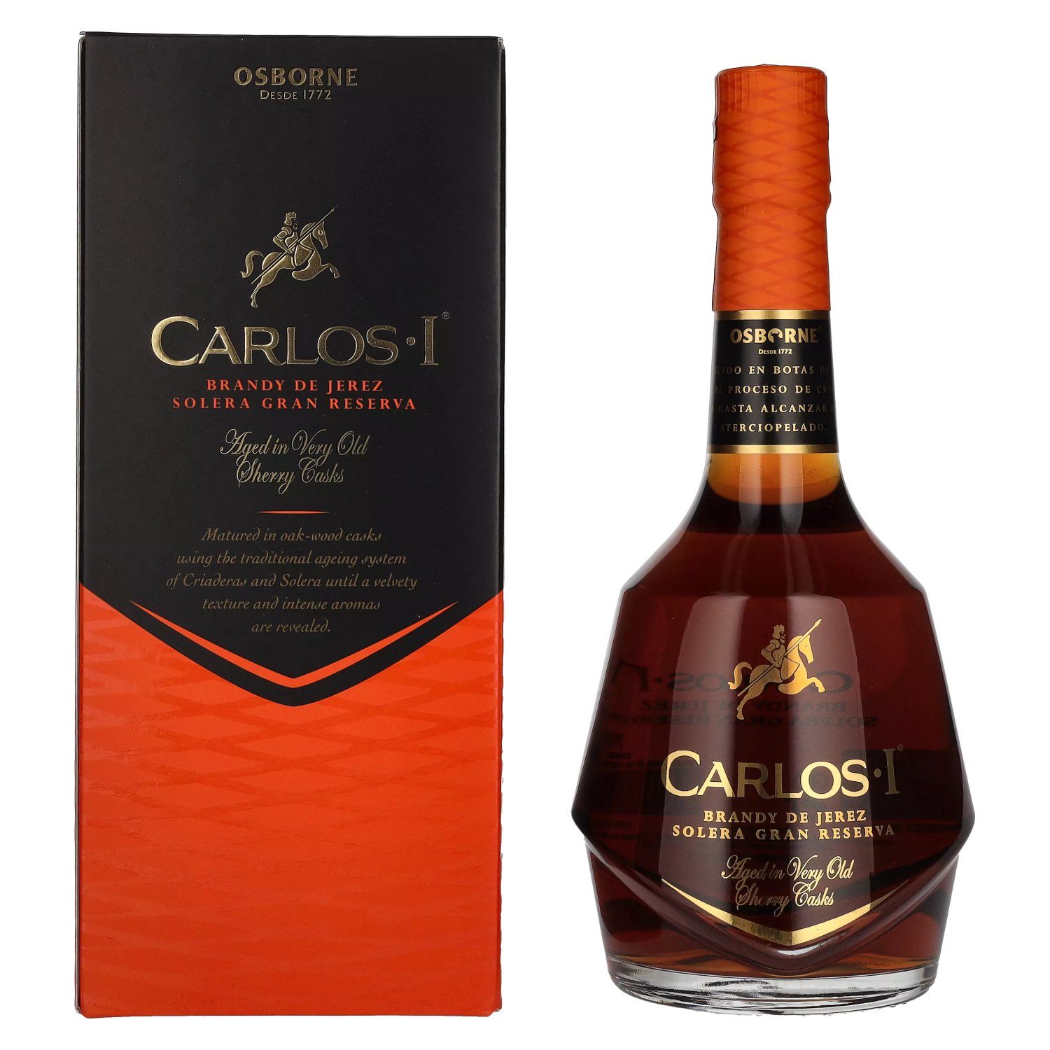 Carlos I Brandy de 0,7l Vol. Sherry Reserva Jerez Solera in Gran Giftbox Casks 40
