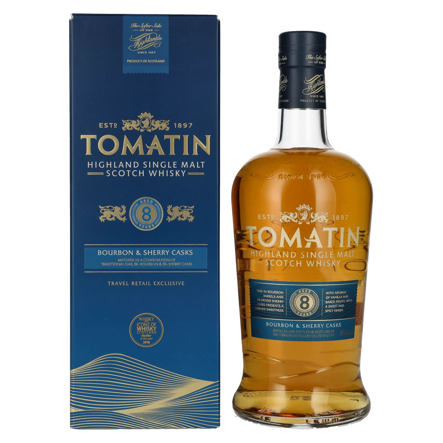 Tomatin 8 Years Old BOURBON & SHERRY CASKS 40% Vol. 1l in Geschenkbox