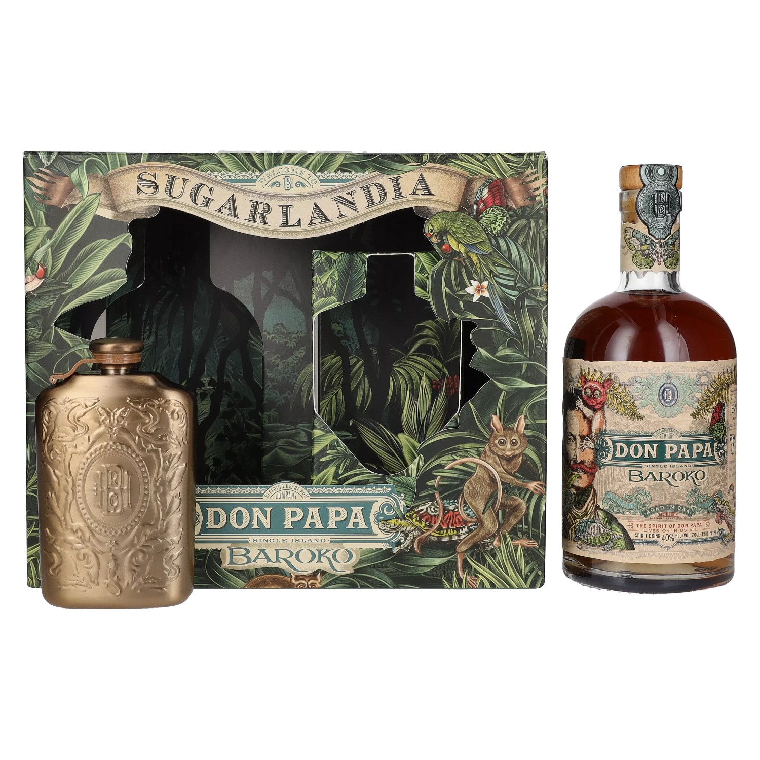 Don Papa 0,7l 40% Flask with BAROKO Vol. in Giftbox Hip