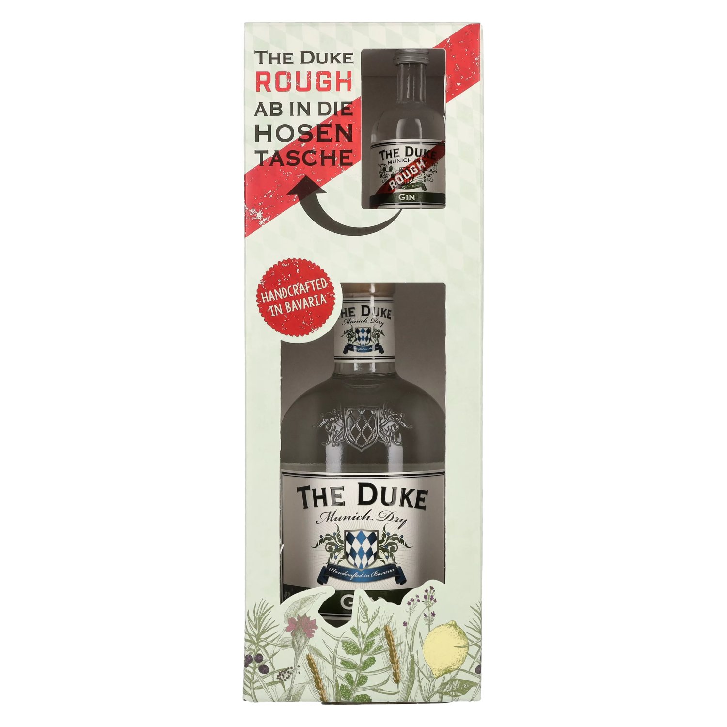 The Duke Munich Dry Gin Set 44,8% Vol. 0,7l in Geschenkbox mit Rough Gin  Miniatur 0,05l