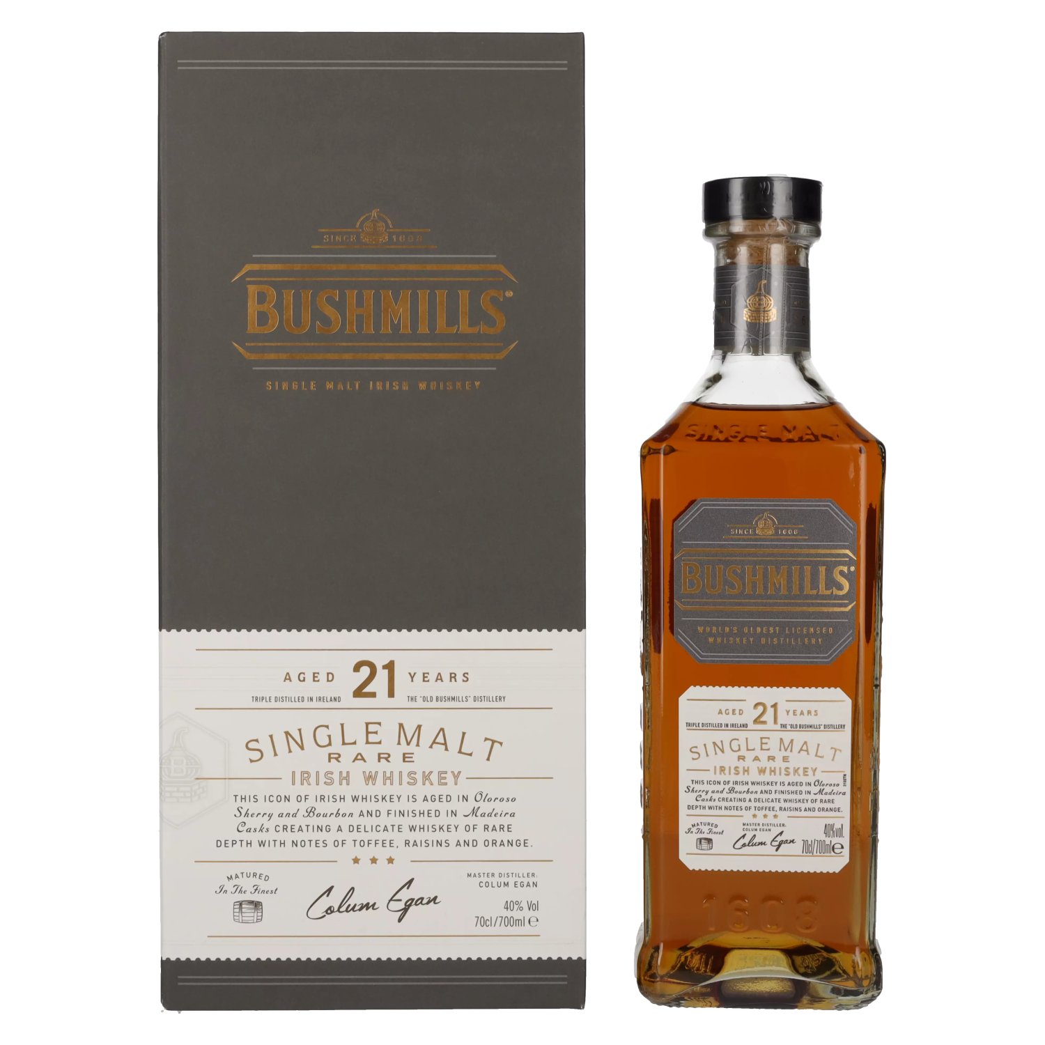 Bushmills 21 Years Old RARE Single Malt Irish Whiskey 40 Vol. 0,7l in Geschenkbox