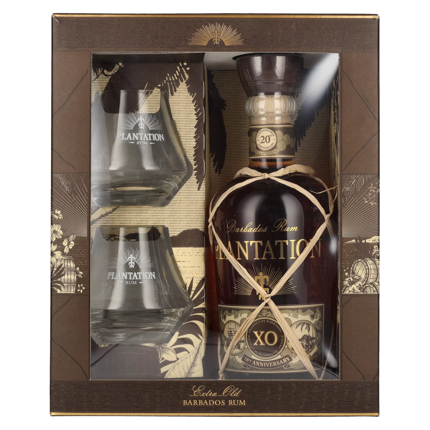 Plantation Rum BARBADOS XO 20th Anniversary 40% Vol. 0,7l in Giftbox with 2  glasses