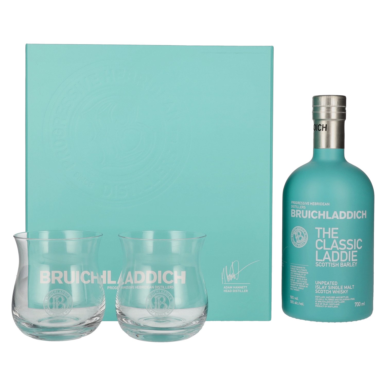 Bruichladdich THE CLASSIC LADDIE Scottish Barley Unpeated 50% Vol. 0,7l in Geschenkbox  mit 2 Gläsern