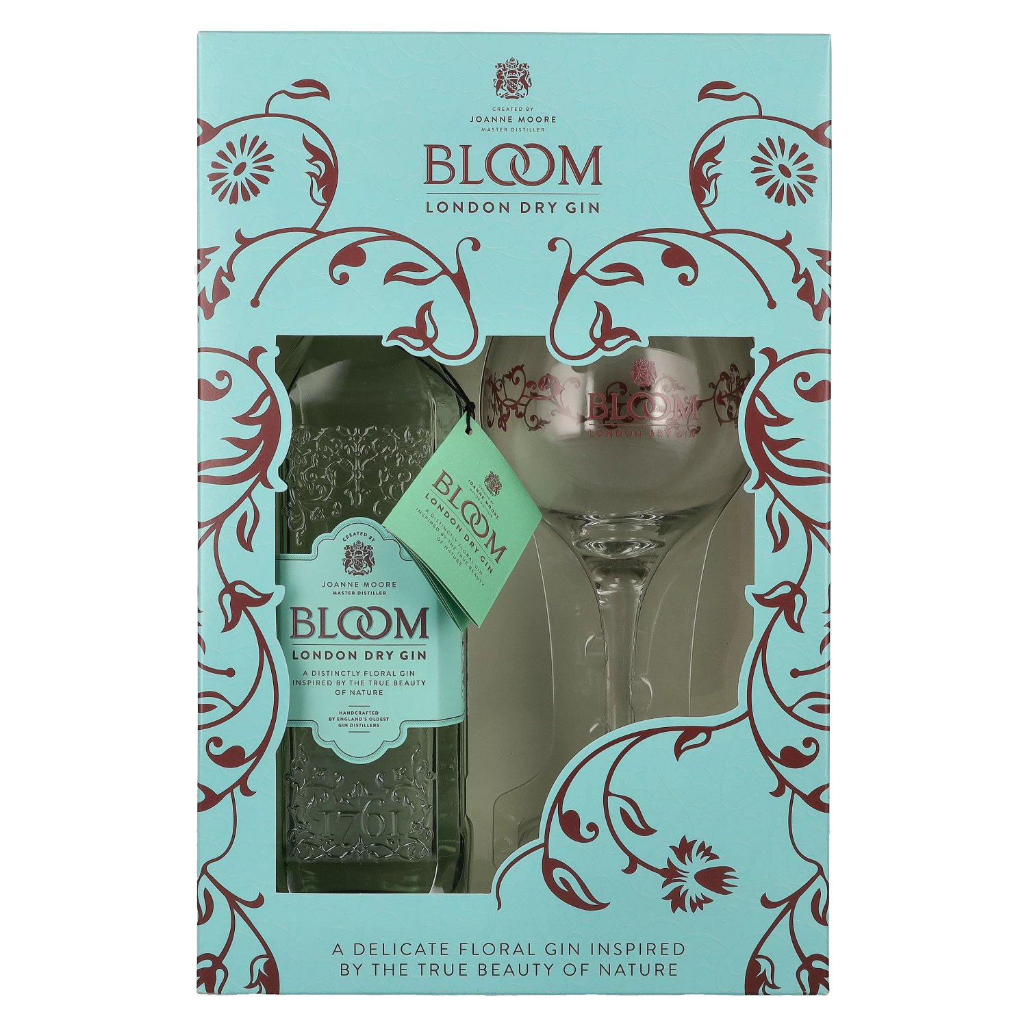 Bloom London Dry Gin 40% Vol. 0,7l in Giftbox with glass