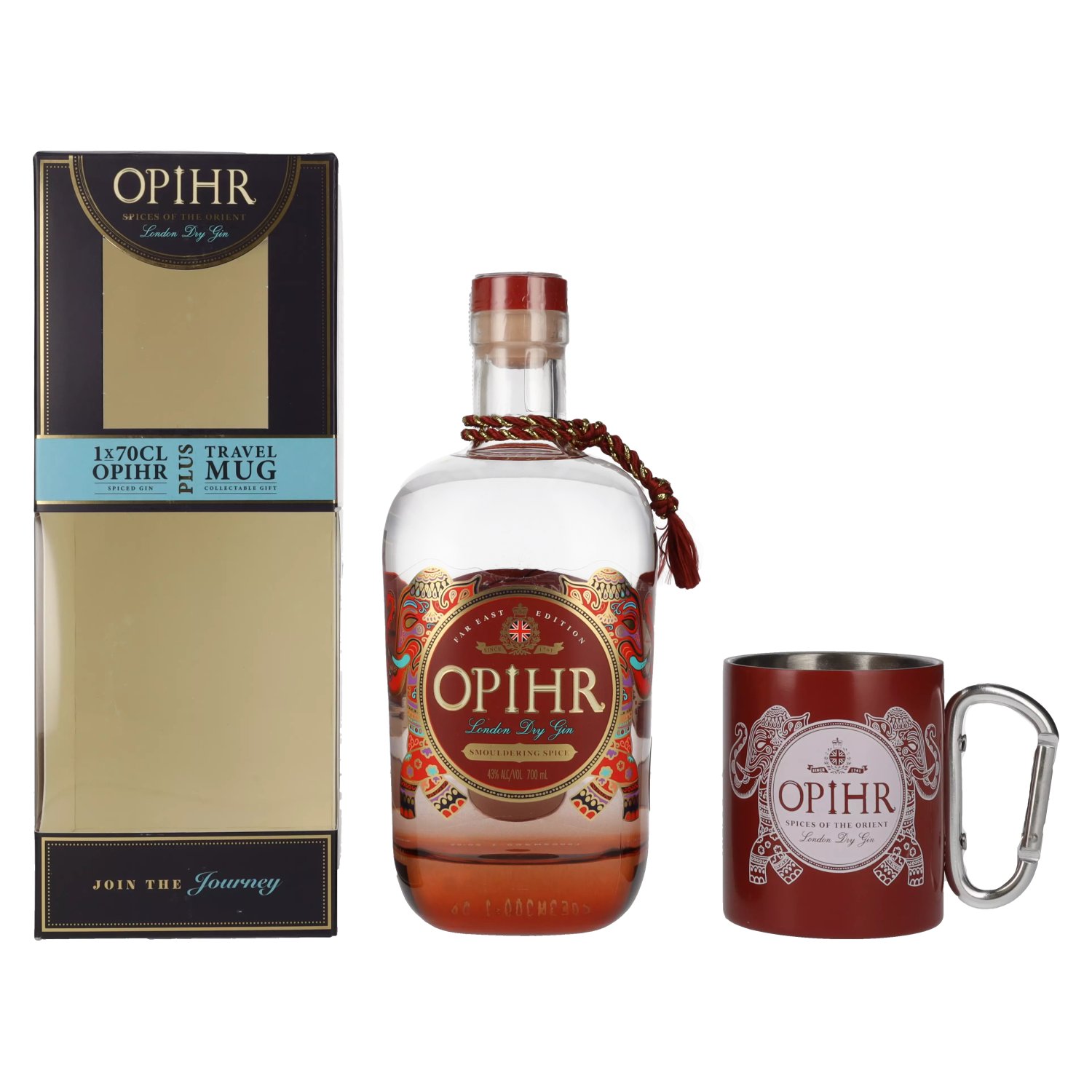 Opihr London Dry Gin FAR EAST EDITION 43% Vol. 0,7l in Geschenkbox mit  Travel Mug