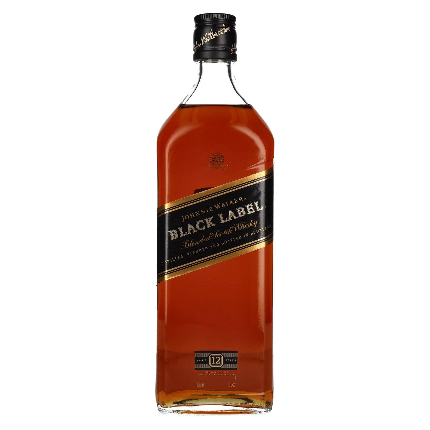 Johnnie Walker BLACK LABEL 12 Whisky Vol. 3l Years Old 40% Scotch Blended