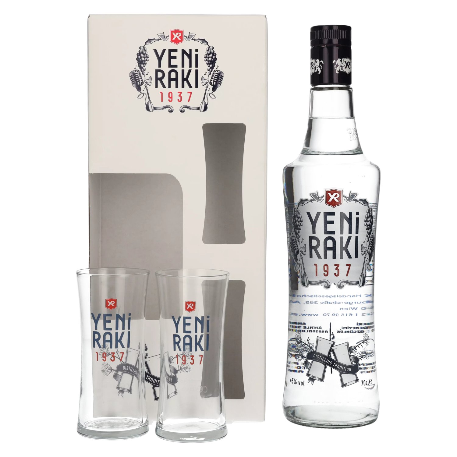 Yeni Raki 45% Vol. 0,7l in Geschenkbox mit 2 Gläsern | Weitere Spirituosen