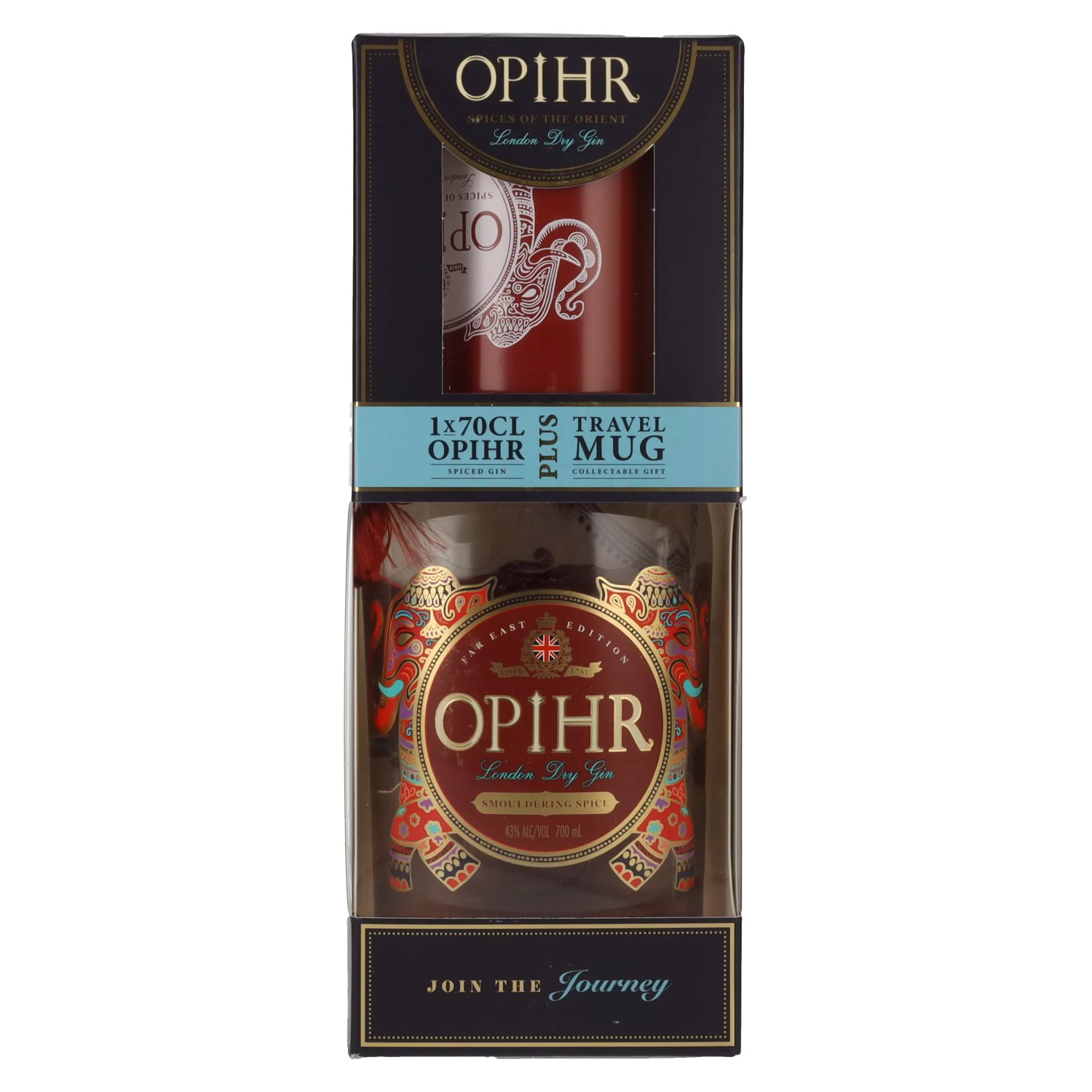 Opihr London Dry Gin FAR EAST EDITION 43% Vol. 0,7l in Geschenkbox mit  Travel Mug