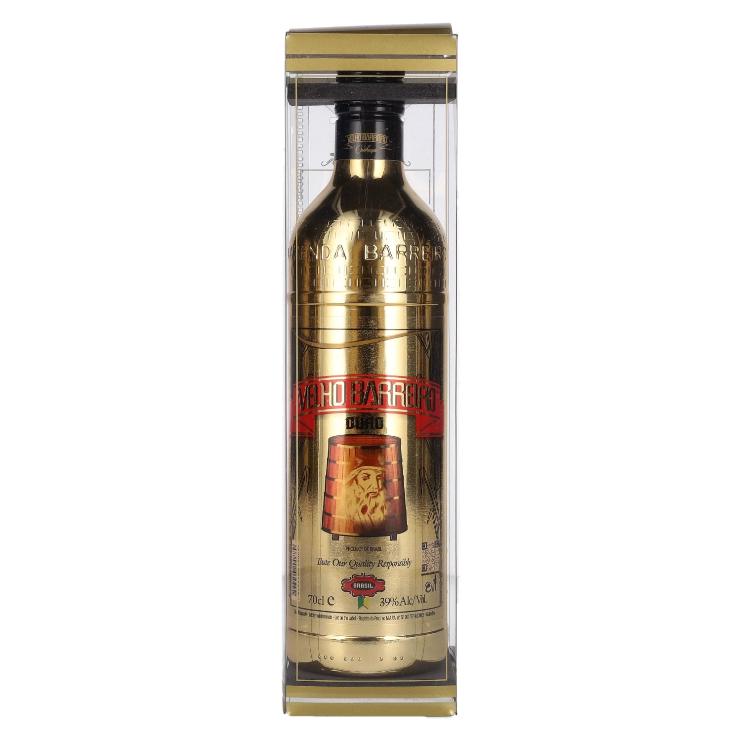 Velho Barreiro OURO Cachaça 39% Vol. 0,7l in Giftbox