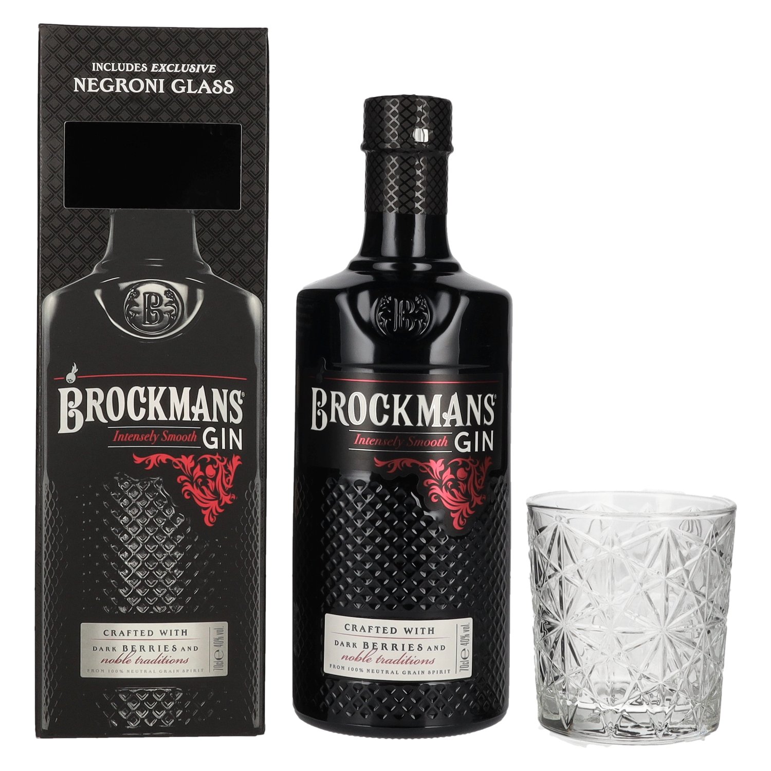 Brockmans Intensly Smooth PREMIUM GIN 40% Vol. 0,7l in Giftbox with glass