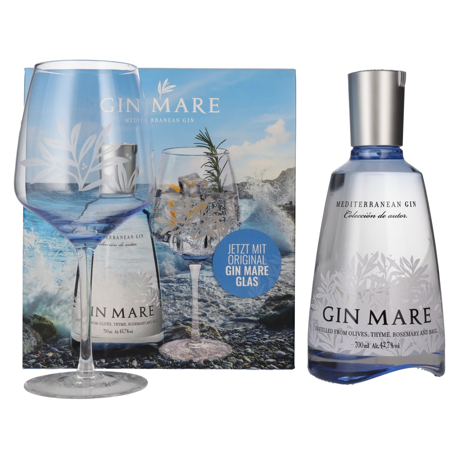 Gin Mare Mediterranean Gin 42,7% Vol. 0,7l in Giftbox with glass